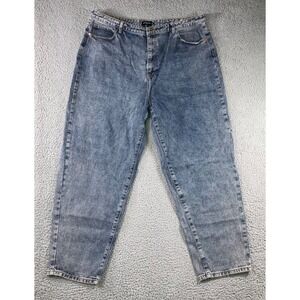 Mom Jeans Women 18 High Waist Relaxed Tapered Leg 90s Acid Wash Boho Denim Pants